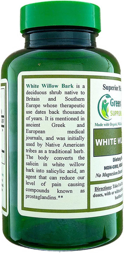 White Willow Bark Capsules 90 Caps, 710Mg - Green Organic Supplements